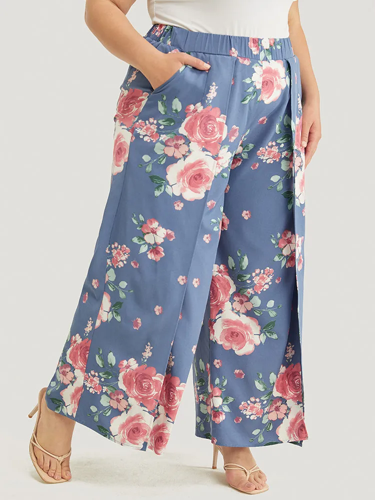 Floral Print Pocket Split Wide Leg Pants sold by Bloomchic product image thumbnail 2