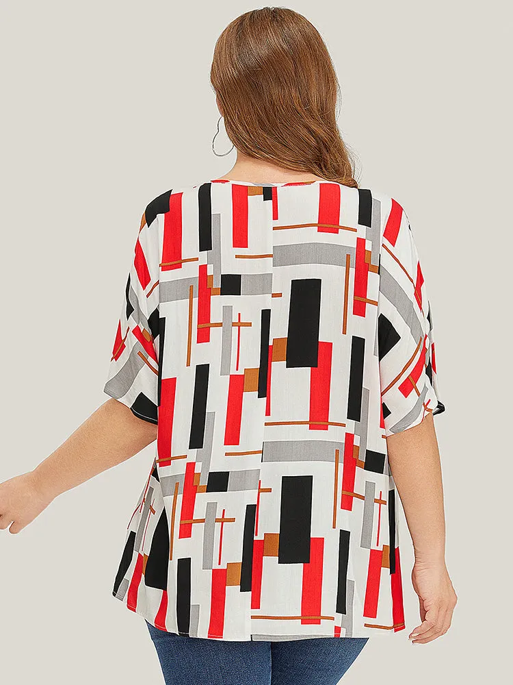 Geometric Contrast Dolman Sleeve Blouse sold by Bloomchic product image thumbnail 2