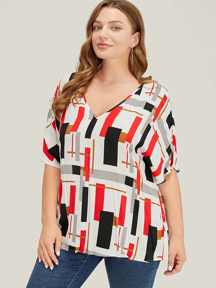 Geometric Contrast Dolman Sleeve Blouse sold by Bloomchic product image thumbnail 3