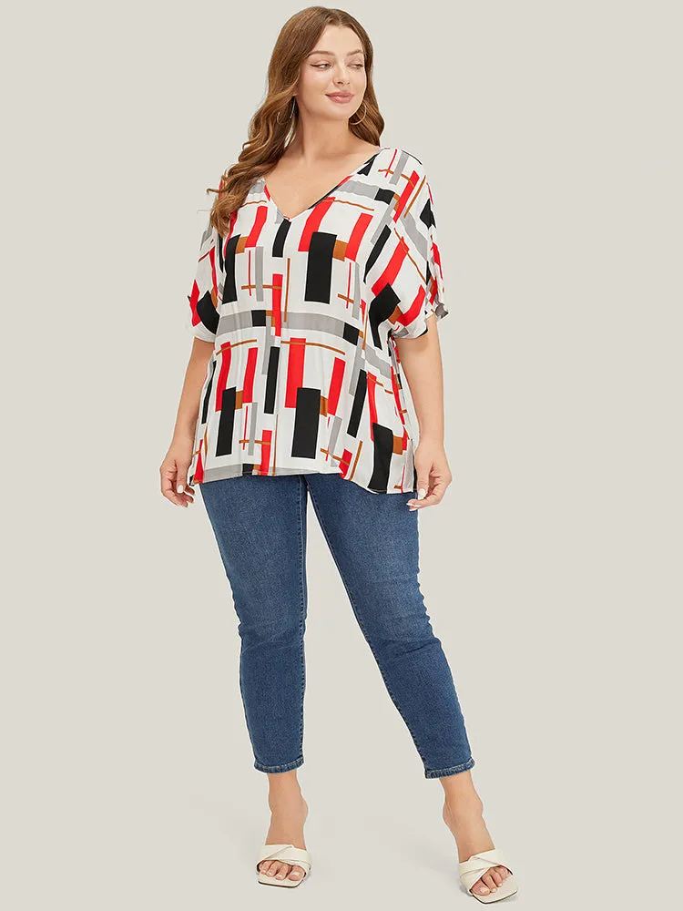 Geometric Contrast Dolman Sleeve Blouse sold by Bloomchic product image thumbnail 4