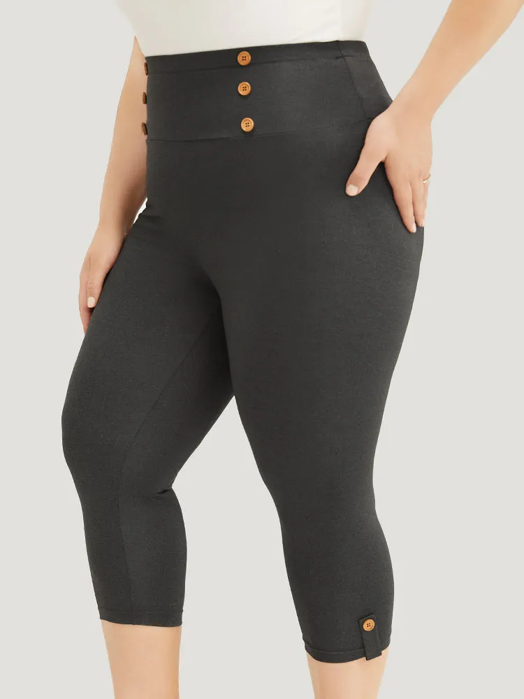 Wideband Waist Skinny Button Detail Leggings sold by Bloomchic product image thumbnail 3