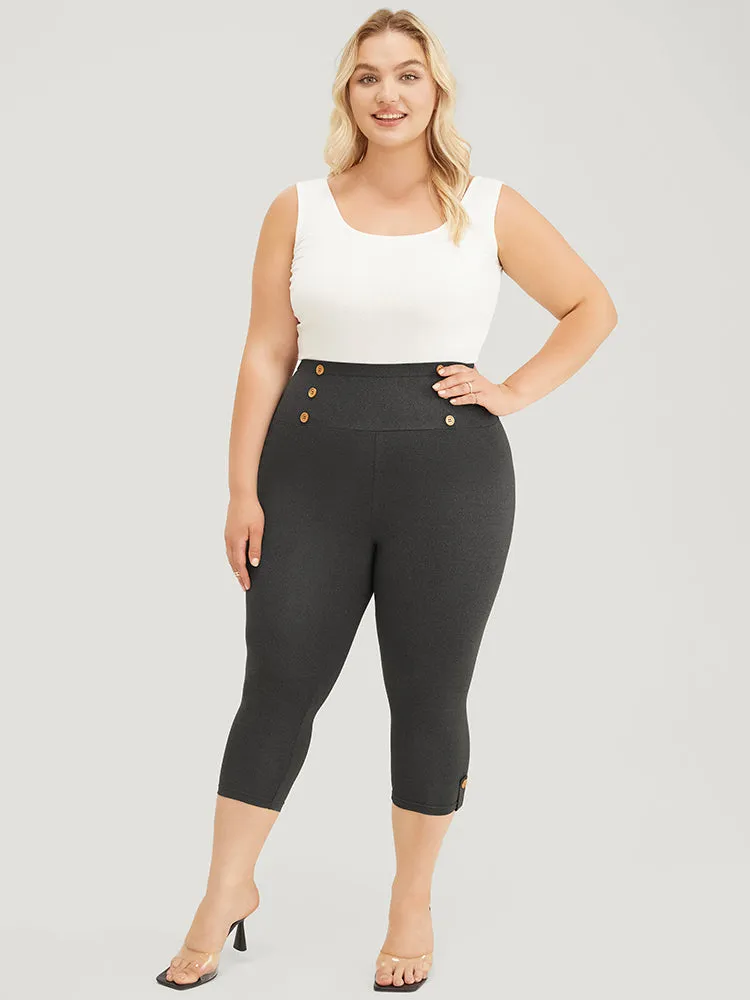 Wideband Waist Skinny Button Detail Leggings sold by Bloomchic product image thumbnail 4