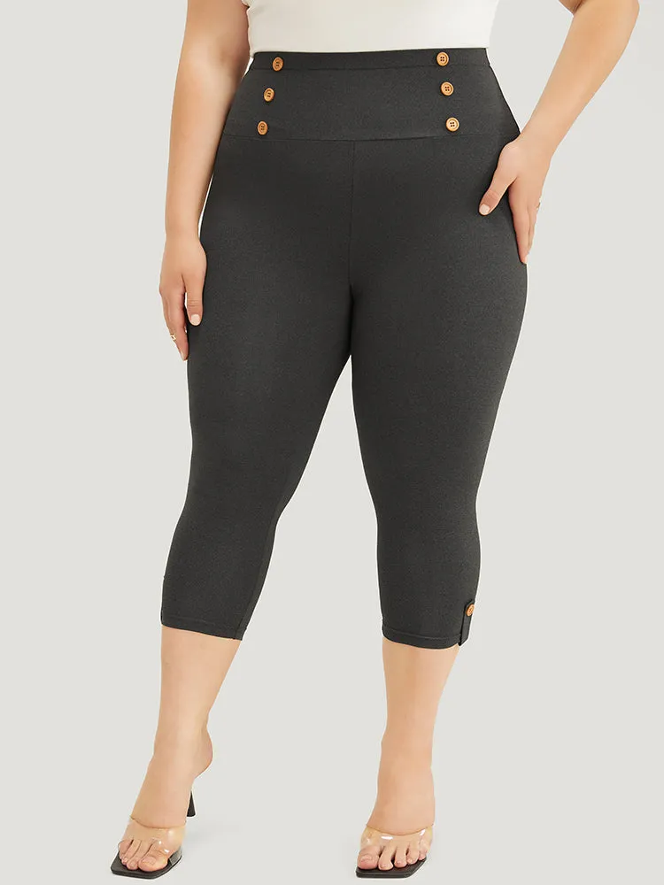 Wideband Waist Skinny Button Detail Leggings sold by Bloomchic