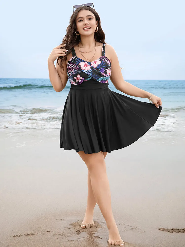 Floral Patchwork Flutter Hem Empire Waist Swim Dress sold by Bloomchic product image thumbnail 5
