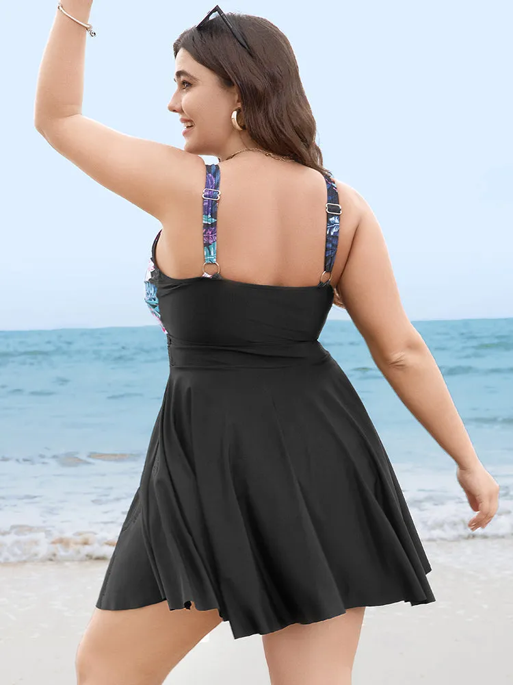 Floral Patchwork Flutter Hem Empire Waist Swim Dress sold by Bloomchic product image thumbnail 2
