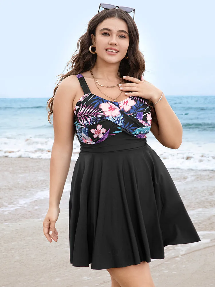 Floral Patchwork Flutter Hem Empire Waist Swim Dress sold by Bloomchic product image thumbnail 3
