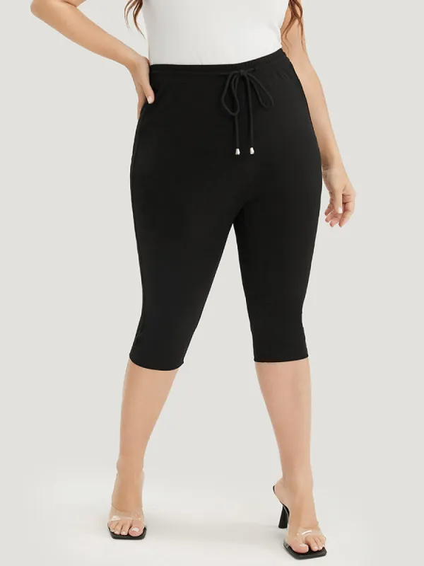 Drawstring Elastic Waist Pocket Skinny Leggings sold by Bloomchic