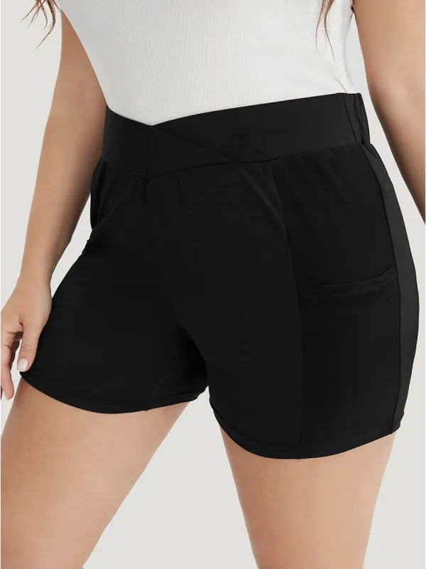 Plain V Waist Mesh Pocket Shorts sold by Bloomchic