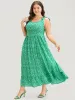 Ditsy Floral Tie Shoulder Pocket Ruffle Hem Maxi Dress sold by Bloomchic