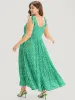 Ditsy Floral Tie Shoulder Pocket Ruffle Hem Maxi Dress sold by Bloomchic