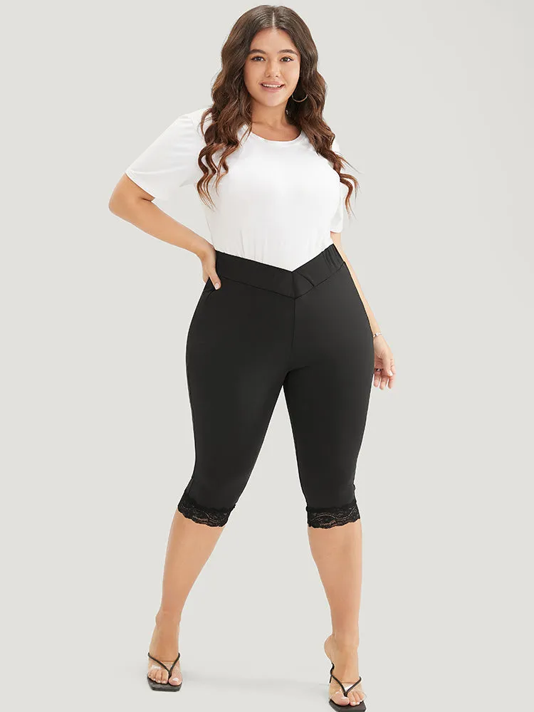 Skinny V Waist Lace Hem Leggings sold by Bloomchic product image thumbnail 4