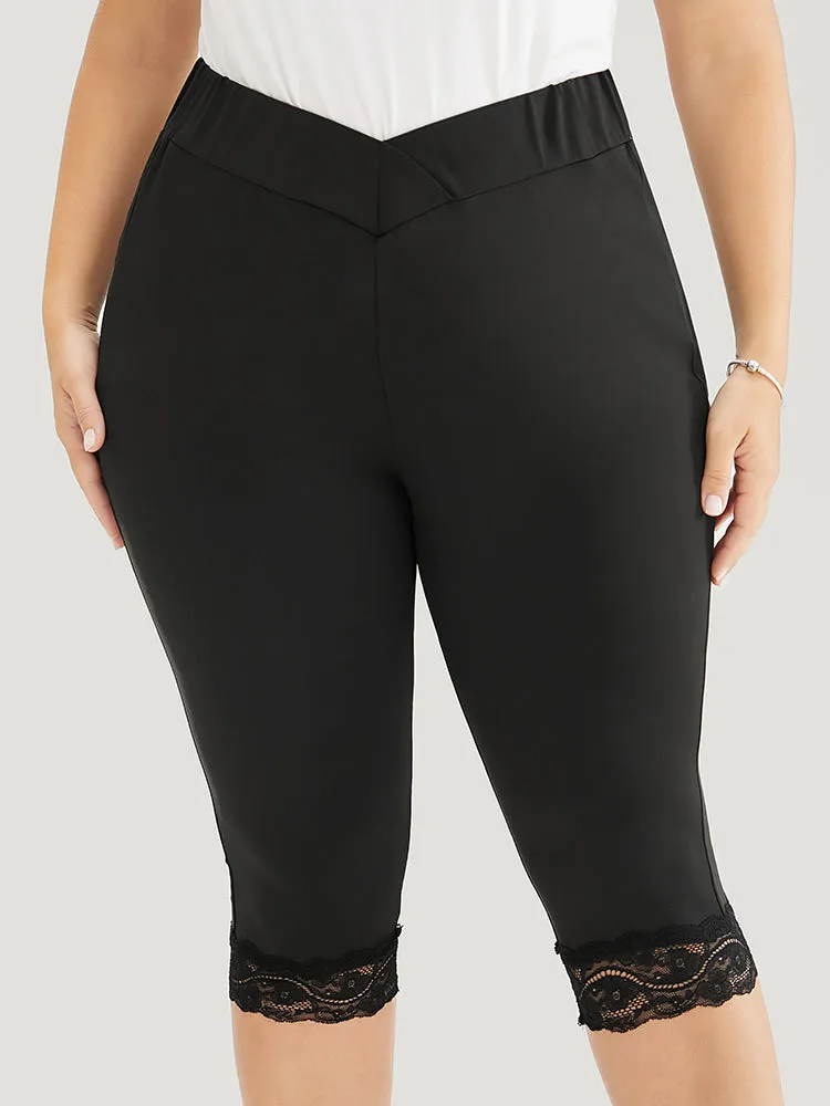 Skinny V Waist Lace Hem Leggings sold by Bloomchic