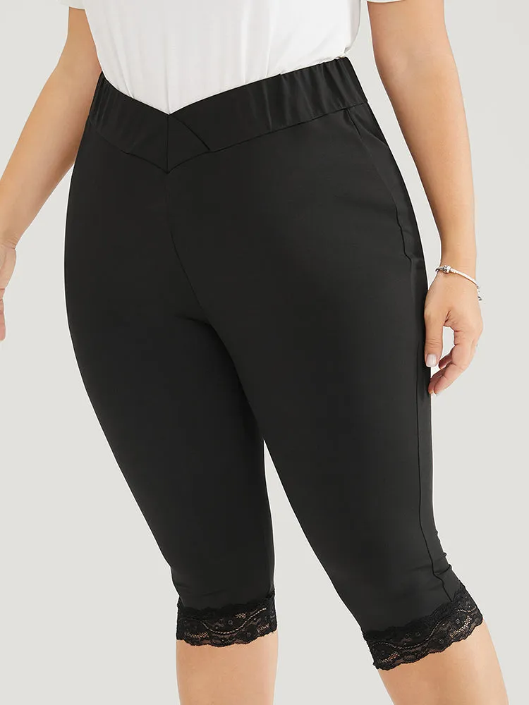 Skinny V Waist Lace Hem Leggings sold by Bloomchic product image thumbnail 3