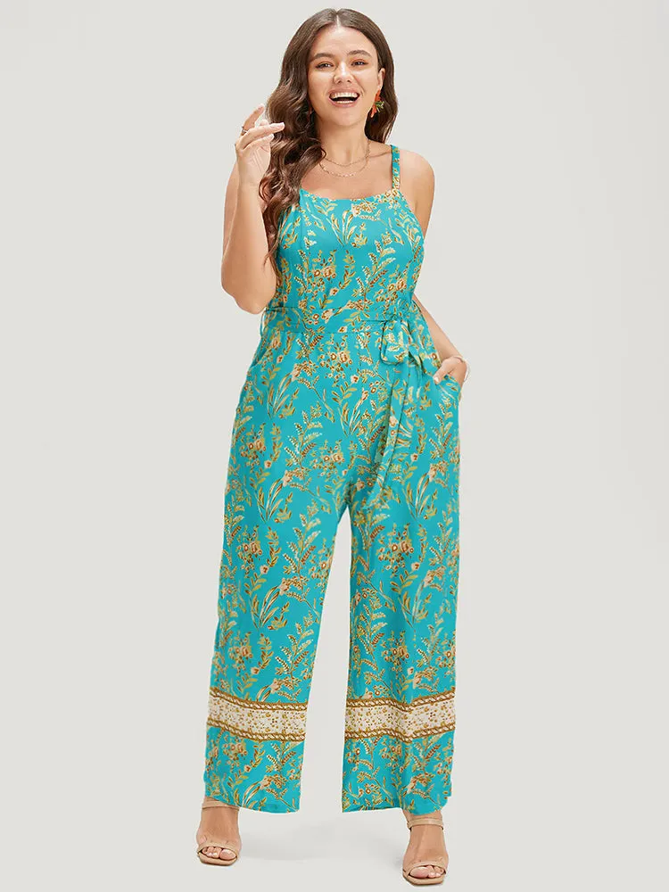 Bandana Print Belt Pocket Spaghetti Strap Jumpsuit sold by Bloomchic product image thumbnail 3