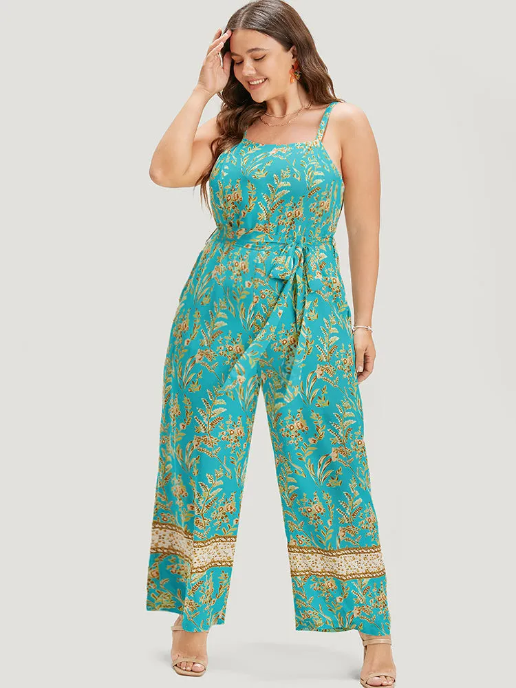 Bandana Print Belt Pocket Spaghetti Strap Jumpsuit sold by Bloomchic