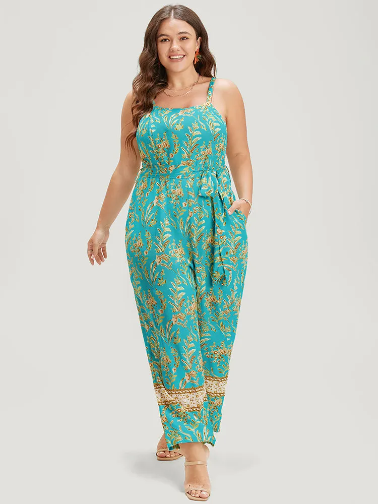 Bandana Print Belt Pocket Spaghetti Strap Jumpsuit sold by Bloomchic product image thumbnail 5