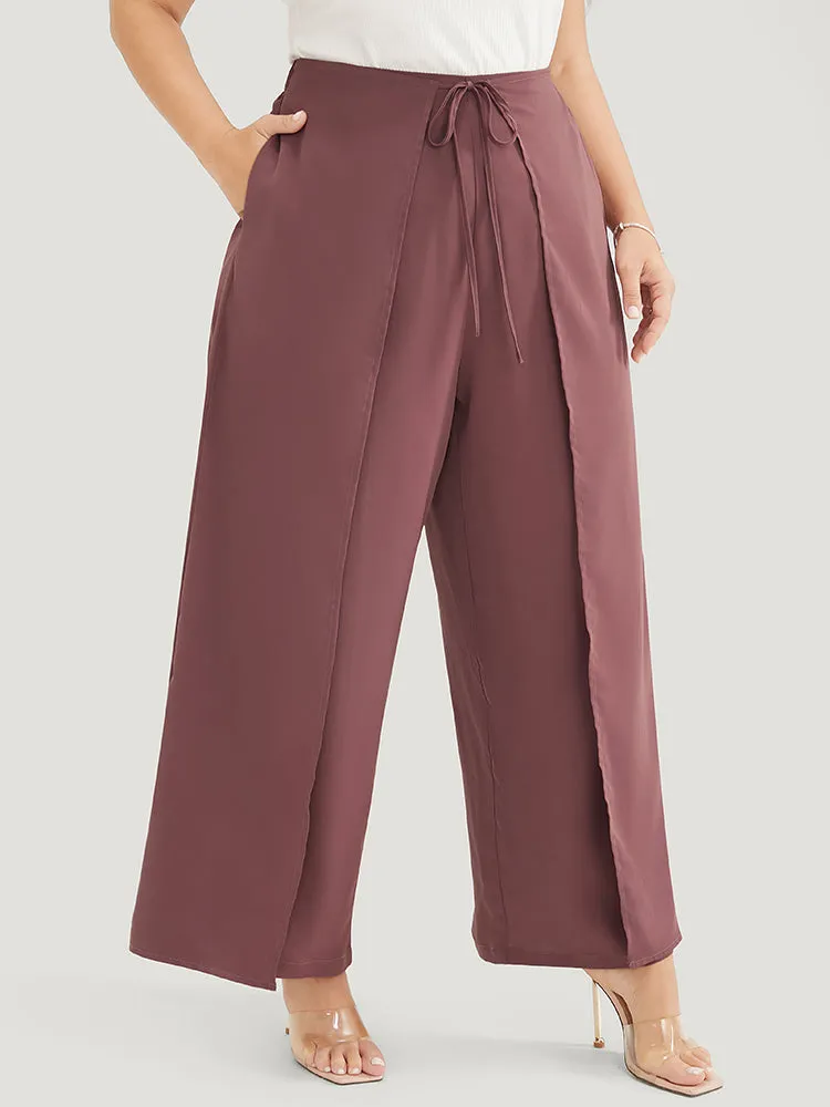 Solid Pocket Cape Detail Ties Pants sold by Bloomchic