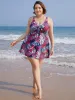 Tropical Print Knotted Front Swim Dress sold by Bloomchic