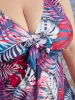 Tropical Print Knotted Front Swim Dress sold by Bloomchic
