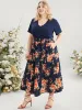 Floral Patchwork Scalloped Trim Pocket Belted Ruffles Dress sold by Bloomchic