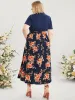 Floral Patchwork Scalloped Trim Pocket Belted Ruffles Dress sold by Bloomchic