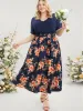 Floral Patchwork Scalloped Trim Pocket Belted Ruffles Dress sold by Bloomchic