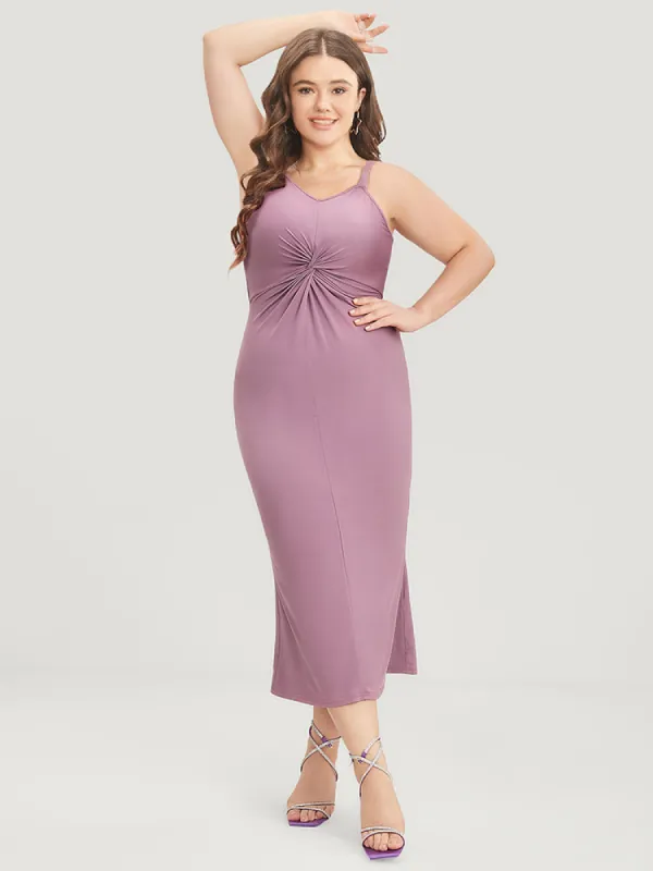 Plain Sleeveless Twist Front Cami Dress sold by Bloomchic