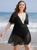 Contrast Lace Knot Back Mesh Ruffle Swim Dress sold by Bloomchic