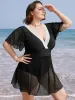 Contrast Lace Knot Back Mesh Ruffle Swim Dress sold by Bloomchic