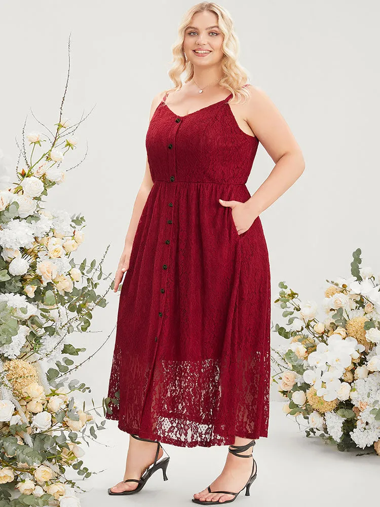 Plain Lace Pocket Sleeveless Button Detail Cami Maxi Dress sold by Bloomchic product image thumbnail 3