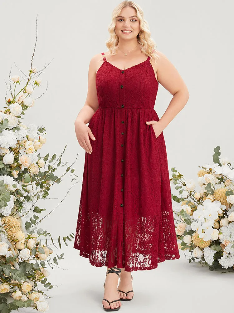 Plain Lace Pocket Sleeveless Button Detail Cami Maxi Dress sold by Bloomchic product image thumbnail 5