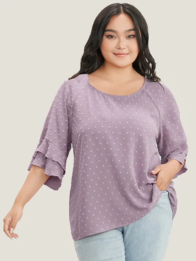 Polka Dot Round Neck Ruffle Sleeve Blouse sold by Bloomchic product image thumbnail 3