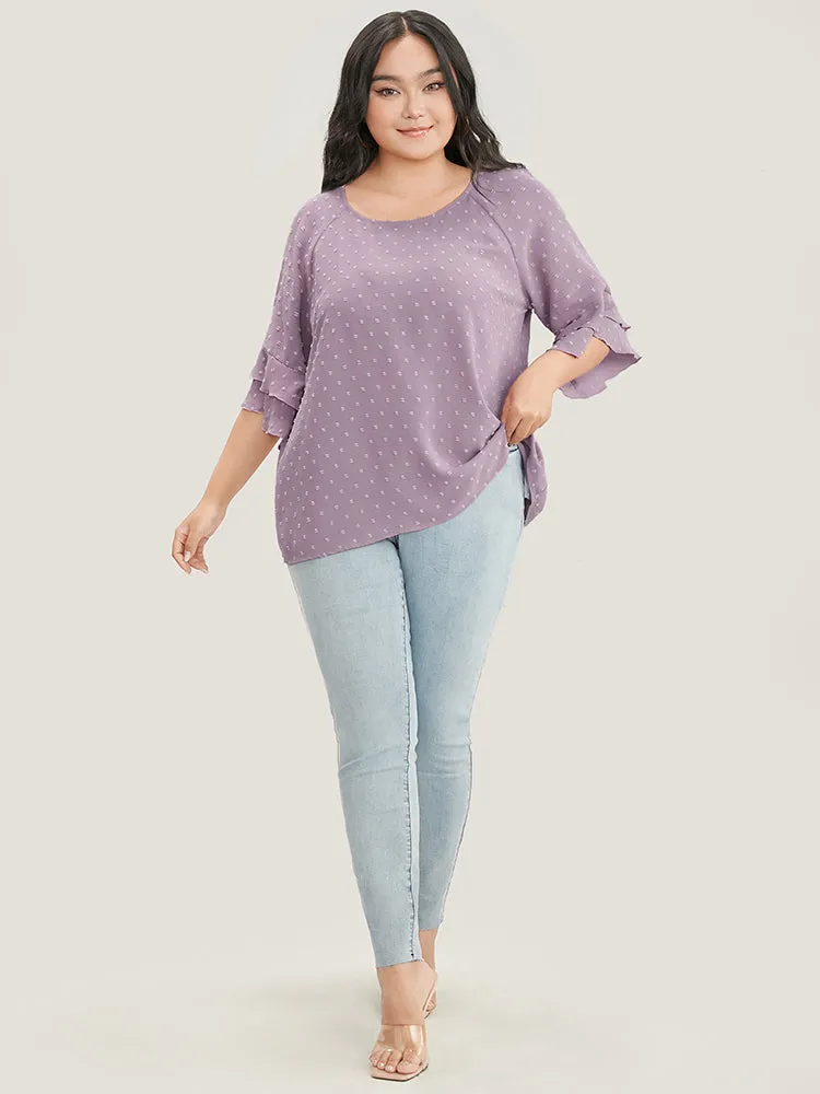 Polka Dot Round Neck Ruffle Sleeve Blouse sold by Bloomchic product image thumbnail 4