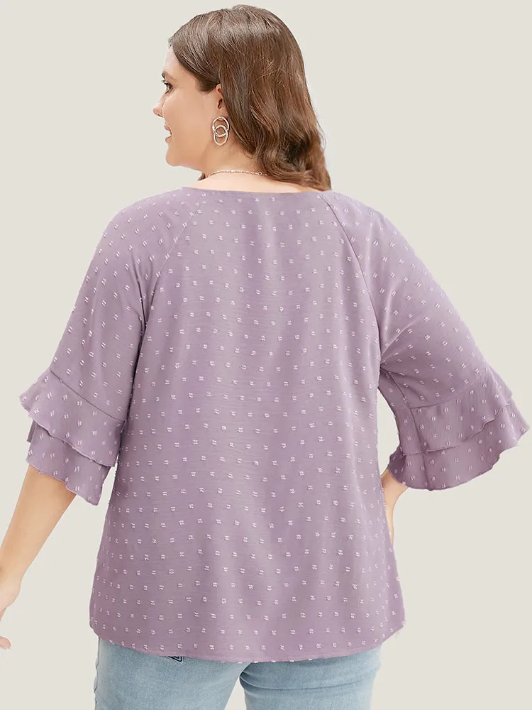 Polka Dot Round Neck Ruffle Sleeve Blouse sold by Bloomchic product image thumbnail 2