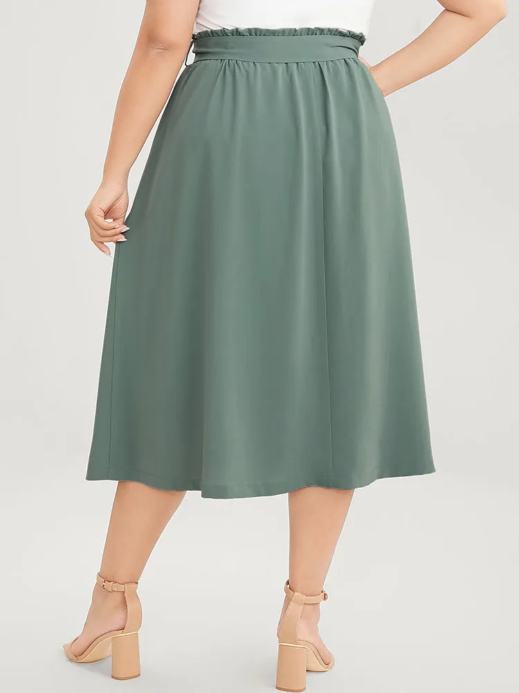 Solid Paperbag Waist Pocket Belted Split Hem Skirt sold by Bloomchic product image thumbnail 5