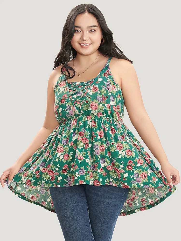 Floral Crisscross Ruffles High Low Hem Cami Top sold by Bloomchic product image thumbnail 5