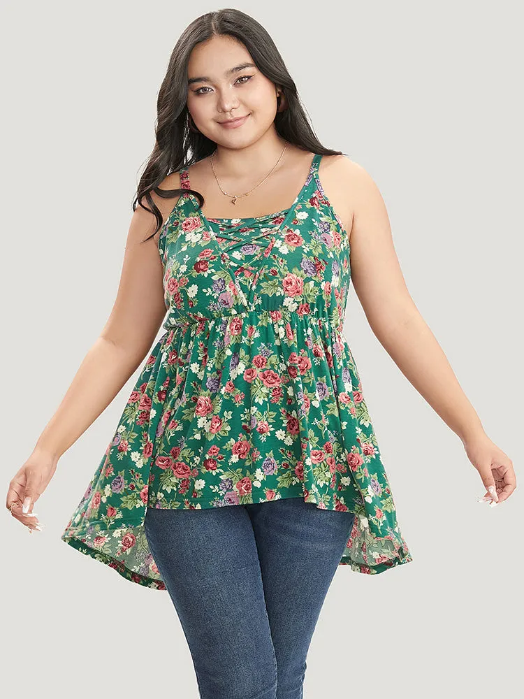 Floral Crisscross Ruffles High Low Hem Cami Top sold by Bloomchic product image thumbnail 2