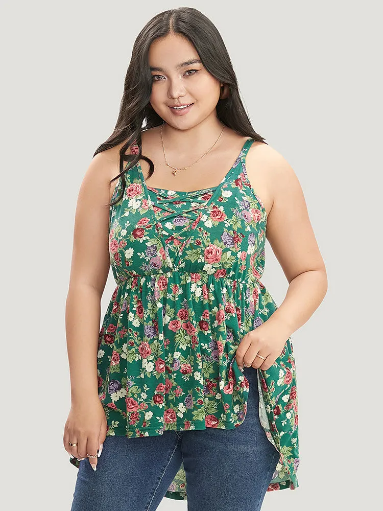 Floral Crisscross Ruffles High Low Hem Cami Top sold by Bloomchic product image thumbnail 4