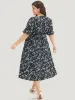 Ditsy Floral Dolman Sleeve Tassels Contrast Lace Pocket Split Dress sold by Bloomchic