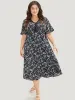 Ditsy Floral Dolman Sleeve Tassels Contrast Lace Pocket Split Dress sold by Bloomchic