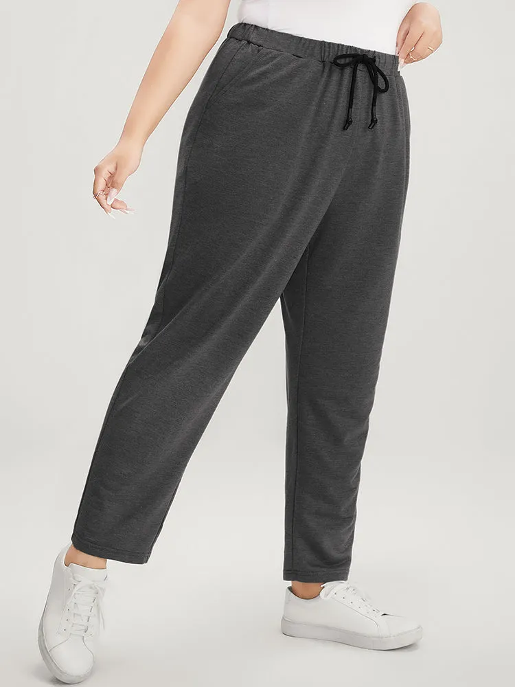 Plain Pocket Elastic Waist Ties Front Pants sold by Bloomchic product image thumbnail 2