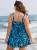 Allover Print Twist Front Contrast Swim Dress sold by Bloomchic