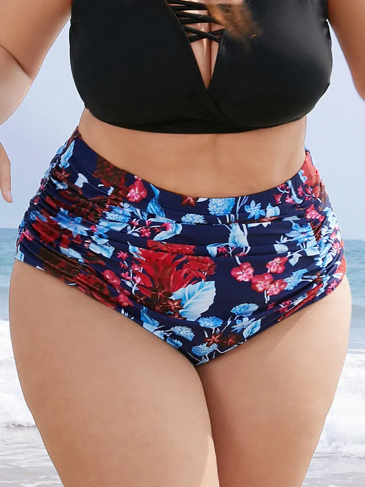 Tropical Print Gathered High Waist Swim Bottom sold by Bloomchic product image thumbnail 5