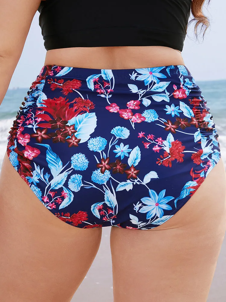 Tropical Print Gathered High Waist Swim Bottom sold by Bloomchic product image thumbnail 2