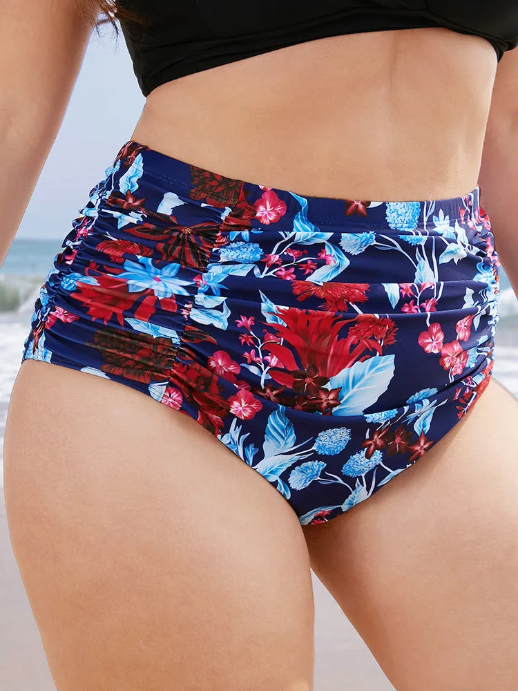 Tropical Print Gathered High Waist Swim Bottom sold by Bloomchic product image thumbnail 3