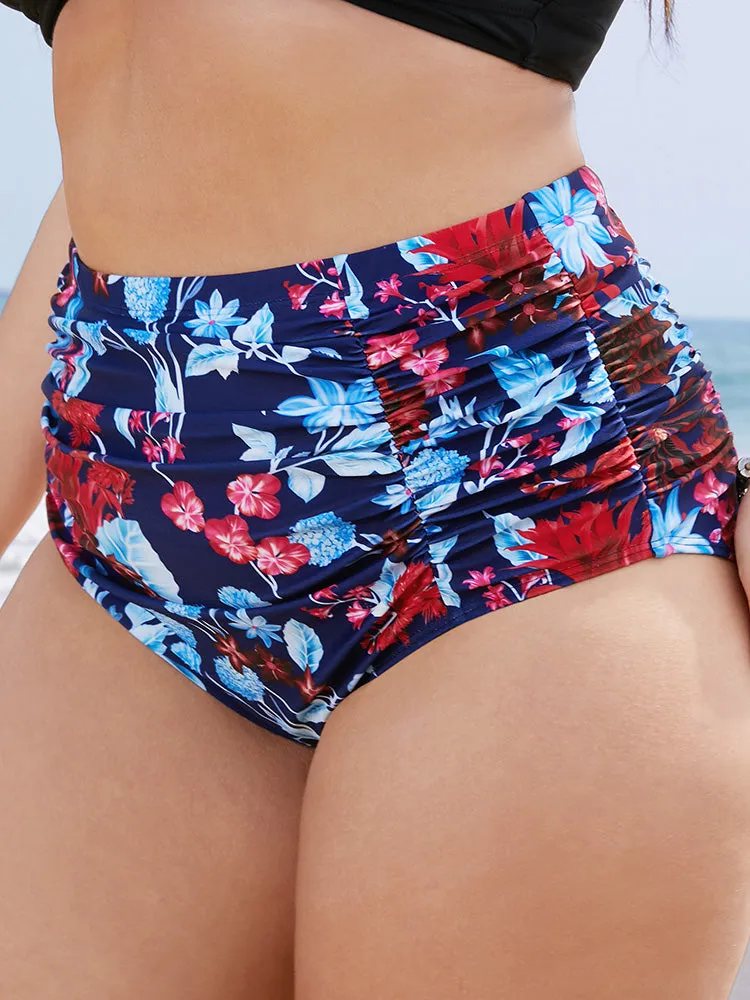 Tropical Print Gathered High Waist Swim Bottom sold by Bloomchic product image thumbnail 4