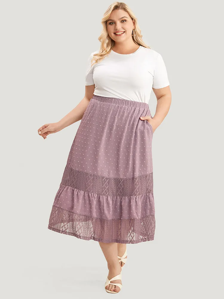 Plain Contrast Lace Ruffles Pocket Polka Dot Skirt sold by Bloomchic product image thumbnail 2