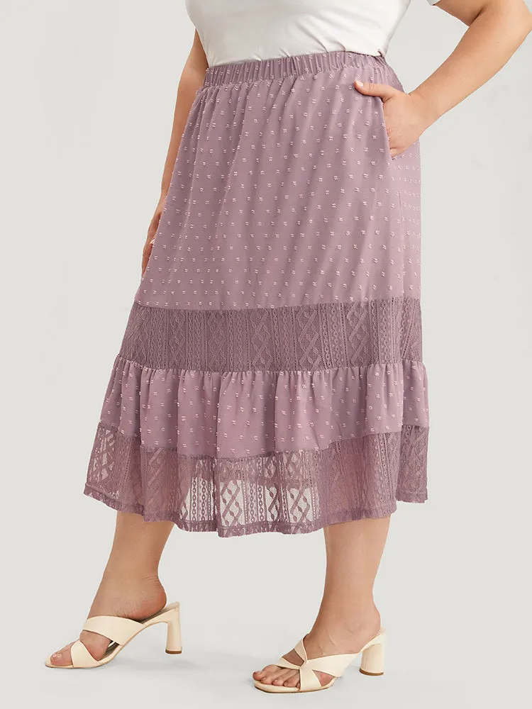 Plain Contrast Lace Ruffles Pocket Polka Dot Skirt sold by Bloomchic product image thumbnail 3