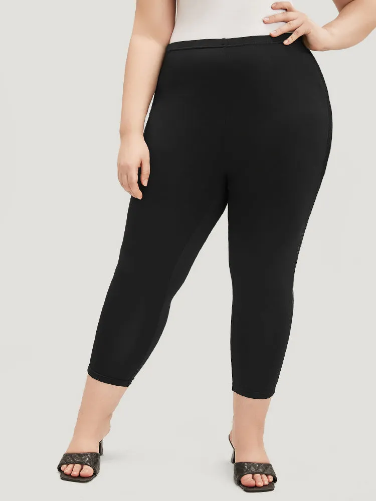 Solid Lace Insert Elastic Waist Skinny Leggings sold by Bloomchic product image thumbnail 2