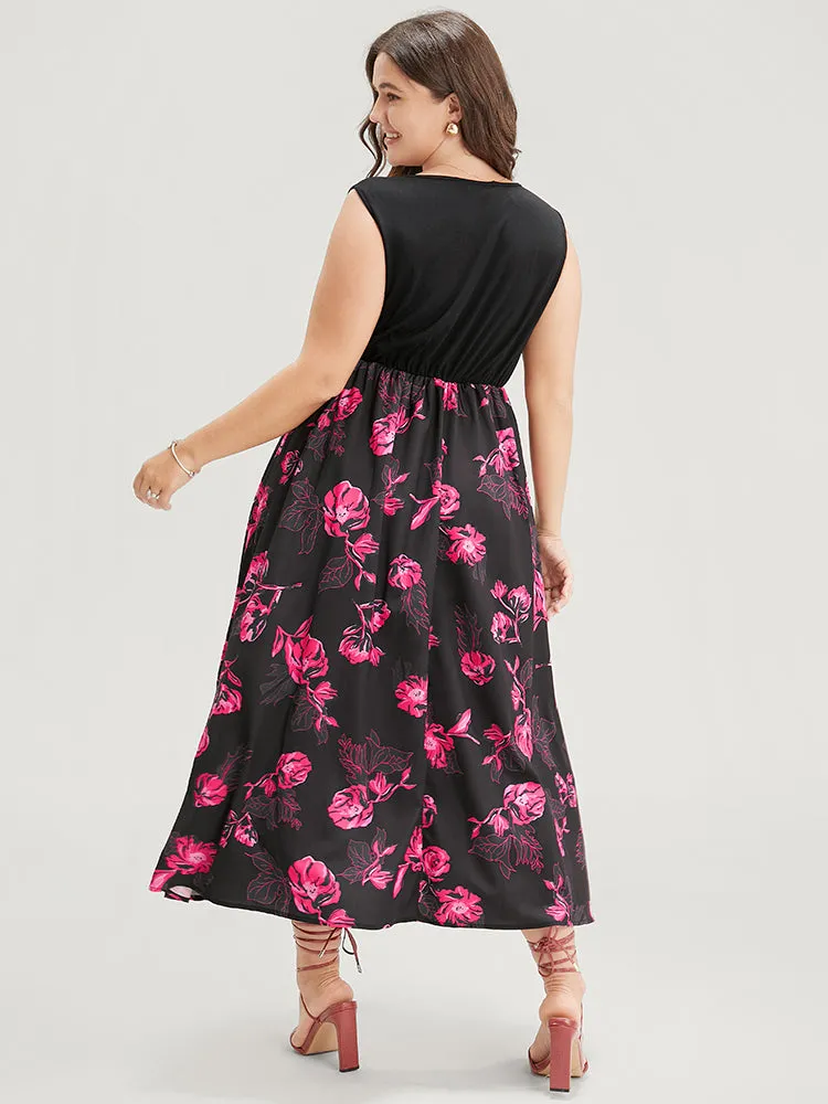 Floral Patchwork Twist Front Pocket Flutter Tank Dress sold by Bloomchic product image thumbnail 4